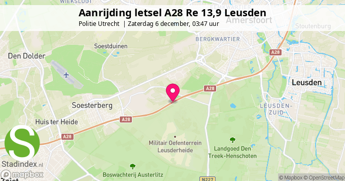 Aanrijding letsel A28 Re 13,9 Leusden
