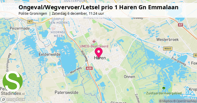 Ongeval/Wegvervoer/Letsel prio 1 Haren Gn Emmalaan