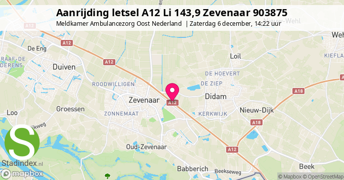 Aanrijding letsel A12 Li 143,9 Zevenaar 903875