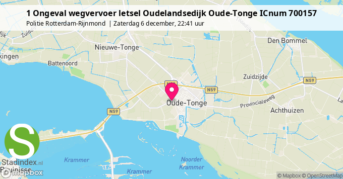 1 Ongeval wegvervoer letsel Oudelandsedijk Oude-Tonge ICnum 700157