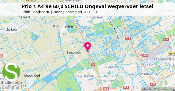 Prio 1 A4 Re 60,0 SCHILD Ongeval wegvervoer letsel