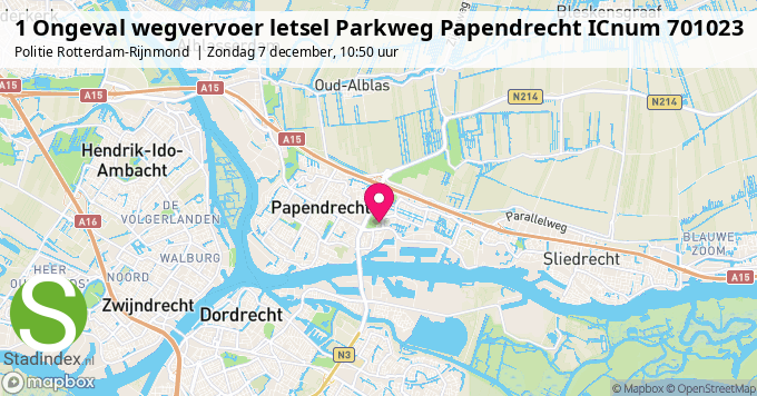 1 Ongeval wegvervoer letsel Parkweg Papendrecht ICnum 701023