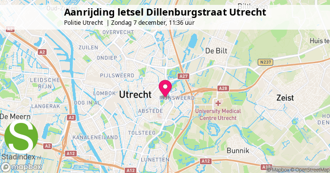 Aanrijding letsel Dillenburgstraat Utrecht