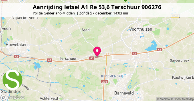 Aanrijding letsel A1 Re 53,6 Terschuur 906276