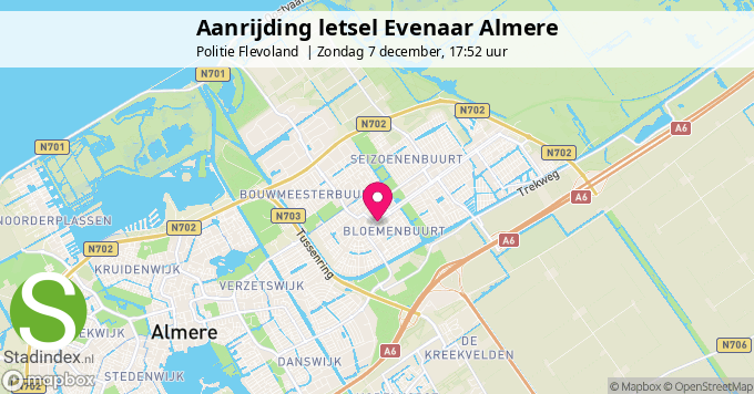Aanrijding letsel Evenaar Almere