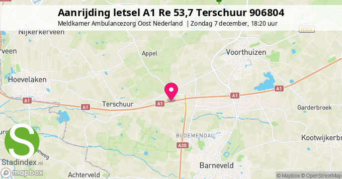 Aanrijding letsel A1 Re 53,7 Terschuur 906804