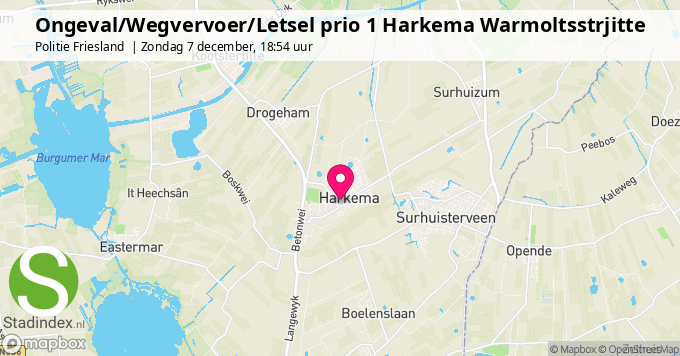 Ongeval/Wegvervoer/Letsel prio 1 Harkema Warmoltsstrjitte
