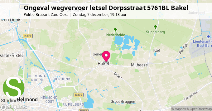 Ongeval wegvervoer letsel Dorpsstraat 5761BL Bakel
