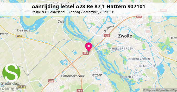 Aanrijding letsel A28 Re 87,1 Hattem 907101