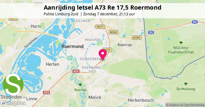 Aanrijding letsel A73 Re 17,5 Roermond