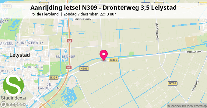 Aanrijding letsel N309 - Dronterweg 3,5 Lelystad