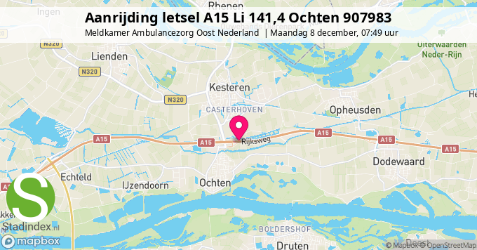 Aanrijding letsel A15 Li 141,4 Ochten 907983