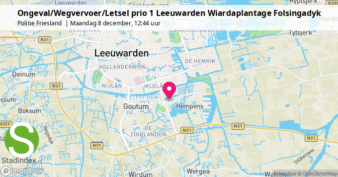 Ongeval/Wegvervoer/Letsel prio 1 Leeuwarden Wiardaplantage Folsingadyk