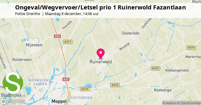 Ongeval/Wegvervoer/Letsel prio 1 Ruinerwold Fazantlaan