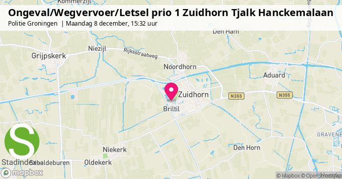 Ongeval/Wegvervoer/Letsel prio 1 Zuidhorn Tjalk Hanckemalaan
