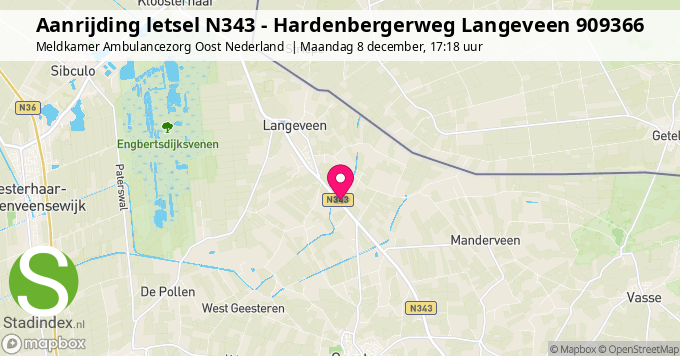 Aanrijding letsel N343 - Hardenbergerweg Langeveen 909366