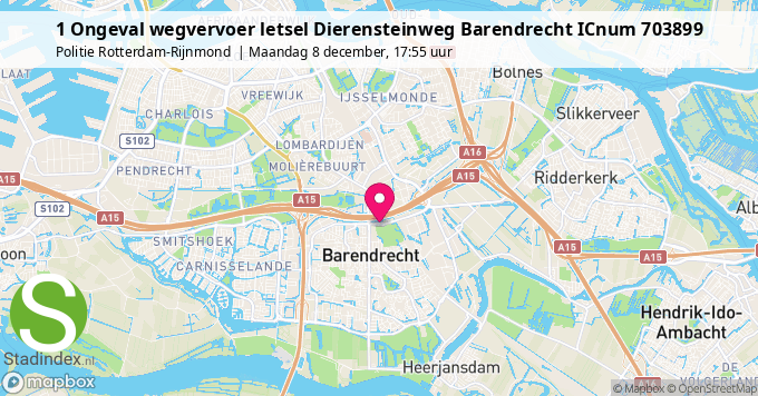 1 Ongeval wegvervoer letsel Dierensteinweg Barendrecht ICnum 703899