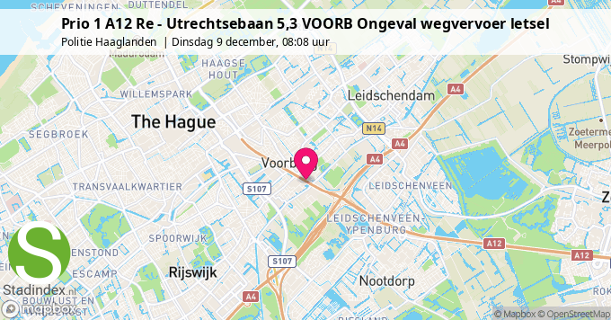 Prio 1 A12 Re - Utrechtsebaan 5,3 VOORB Ongeval wegvervoer letsel