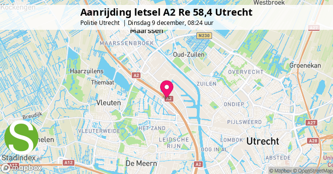 Aanrijding letsel A2 Re 58,4 Utrecht