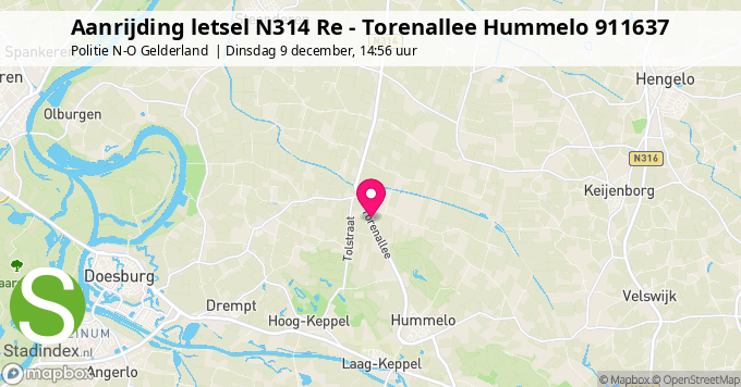 Aanrijding letsel N314 Re - Torenallee Hummelo 911637