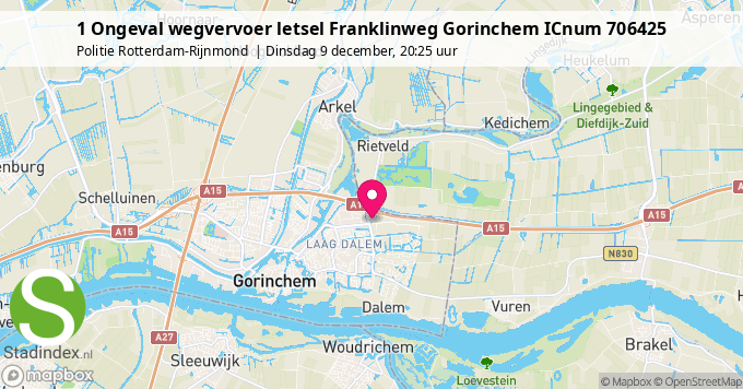 1 Ongeval wegvervoer letsel Franklinweg Gorinchem ICnum 706425