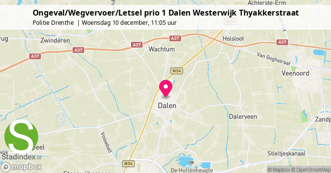 Ongeval/Wegvervoer/Letsel prio 1 Dalen Westerwijk Thyakkerstraat