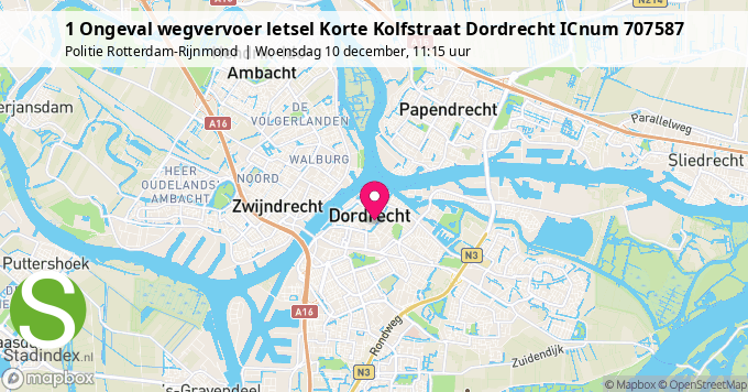 1 Ongeval wegvervoer letsel Korte Kolfstraat Dordrecht ICnum 707587