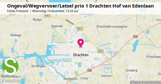 Ongeval/Wegvervoer/Letsel prio 1 Drachten Hof van Edenlaan