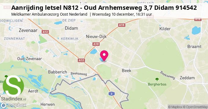 Aanrijding letsel N812 - Oud Arnhemseweg 3,7 Didam 914542