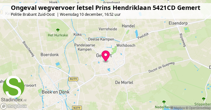 Ongeval wegvervoer letsel Prins Hendriklaan 5421CD Gemert