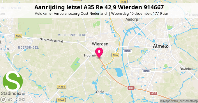 Aanrijding letsel A35 Re 42,9 Wierden 914667